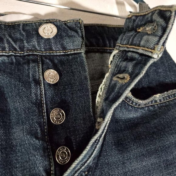 Anthropologie Frayed Hem Denim Mini Skirt 27 - Picture 6 of 9